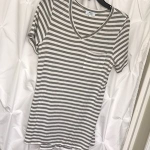 Gray white stripe Piko shirt